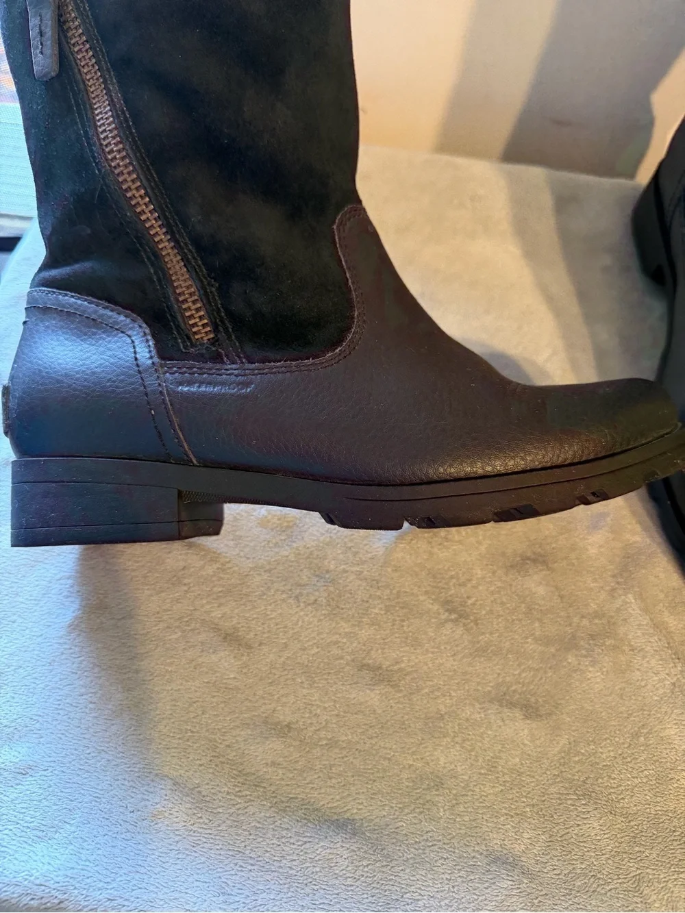 Women's Sorrel Emilie Black Mid-Calf Leather & Suede Zip Boots - Picture 13 of 14